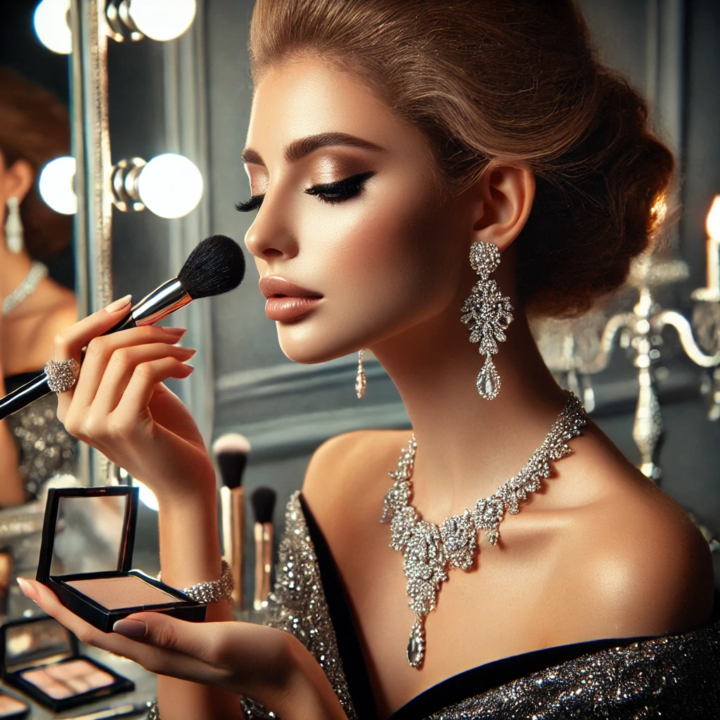 maquiagem valorizando as joias