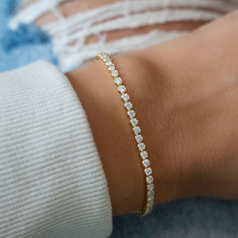 gold filled tennis bracelet