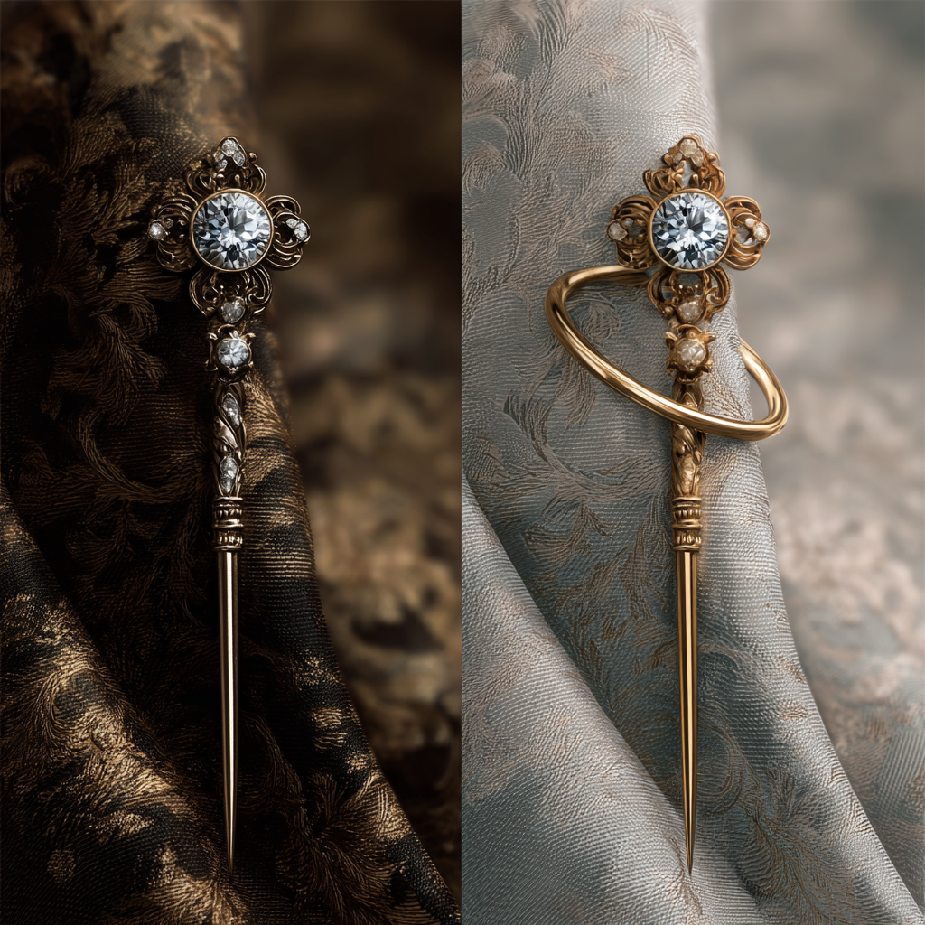 Transformation of an antique stickpin into a modern gold ring, illustrating jewelry repurposing.