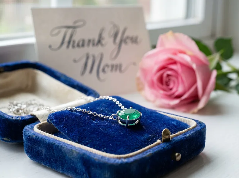 Timeless gold and silver jewelry gifts for mom with elegant packaging